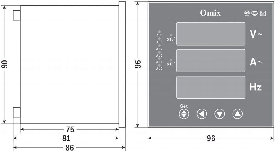 габариты Omix P99-M(AVF)-1-0.5-K